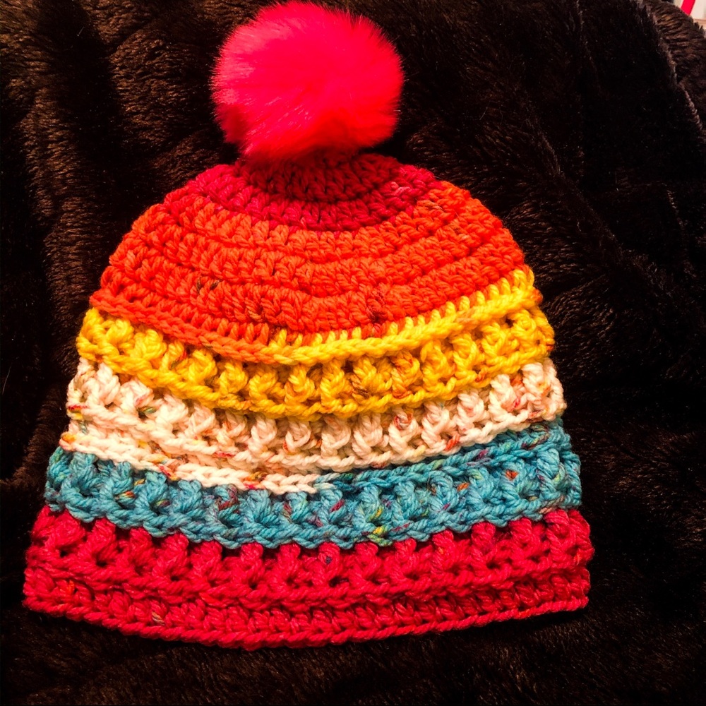 Rainbow colored winter hat